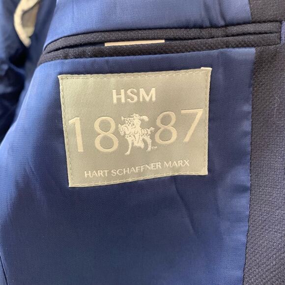 Hart Schaffner Marx Sz 39R 100% Wool Silver Button Sport Coat Blazer Jacket Blue - Picture 9 of 10